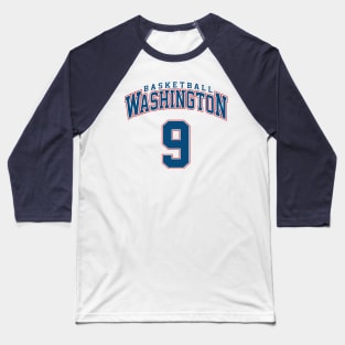 Washington Basketball - Player Number 9 Baseball T-Shirt